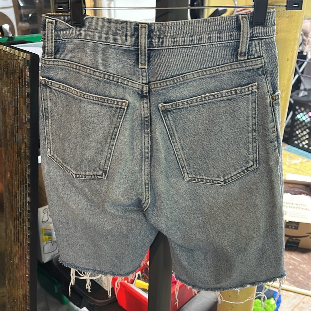 Agolde Classic Blue Denim Shorts 25 - Picture 4 of 6